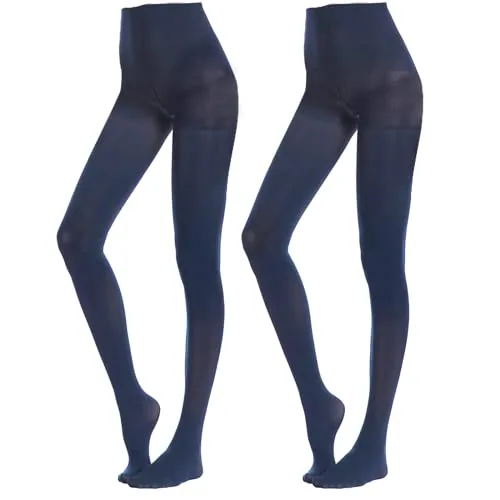 70D Opaque Tights, 2 Pairs, Navy Blue