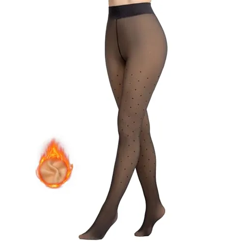Control-Top Polka-Dot Tights, Black