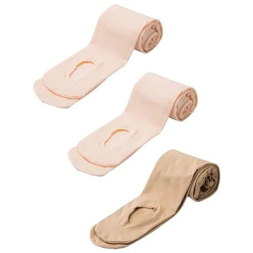 40D Convertible Girls' Dance Tights, 3 Pairs 21, Ballet Pink + Natural