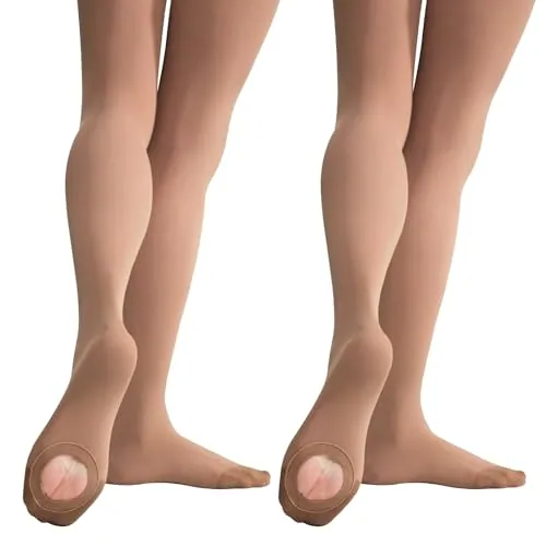 Convertible Girls' Dance Tights V, Caramel