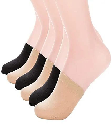 Toe Toppers, 6 Pairs II, Black And Nude