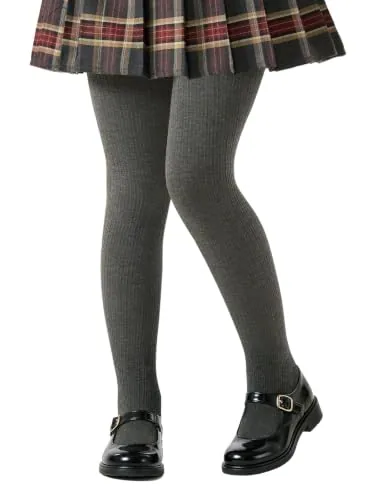 Girls' Patterned Tights, Grey