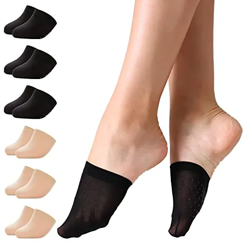 Toe Toppers, 6 Pairs, Nude + Black