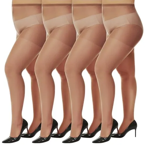 Plus-Size 20D Sheer Pantyhose, Brown