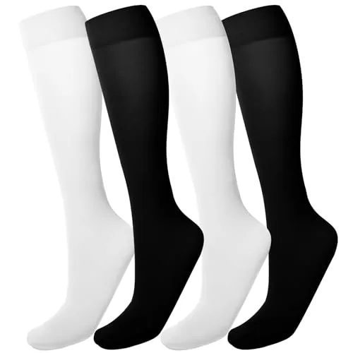 40D Trouser Socks, 4 Pairs II, Black + White