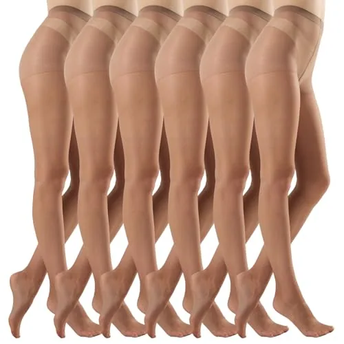 20D Control-Top Pantyhose, 6 Pairs, Brown