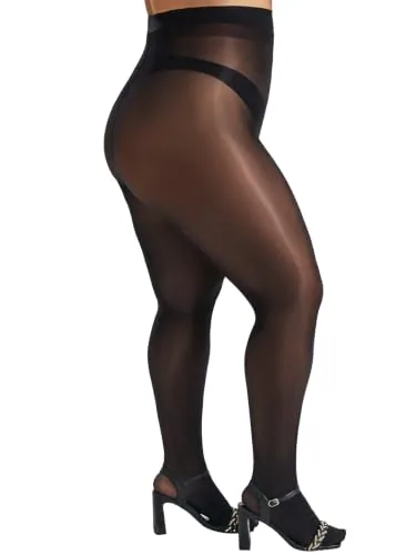 Plus-Size 15D Shimmer Tights II, Black