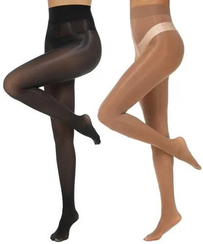 Shimmer Tights, 2 Pairs VIII, Black / Brown