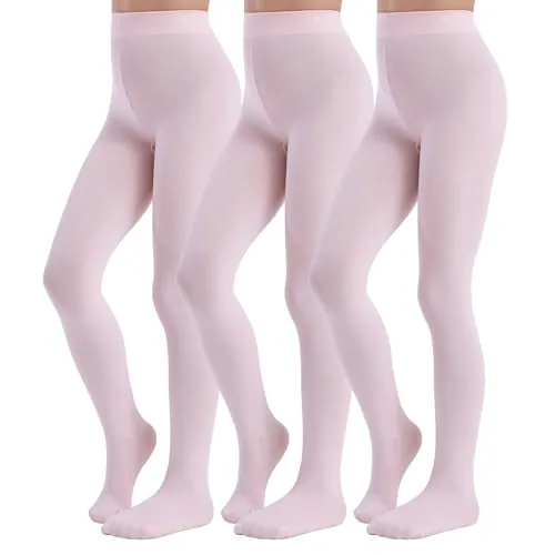 Girls' Dance Tights, 3 Pairs, Pink