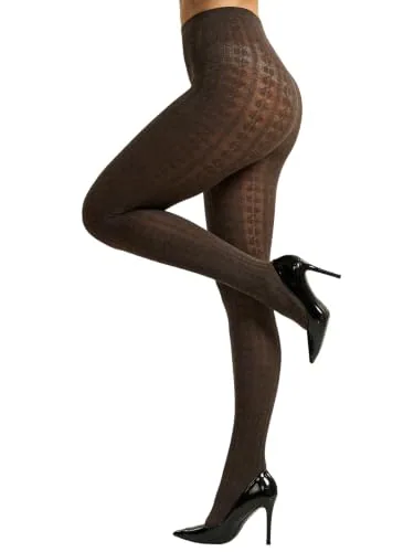 Cable-Knit Tights, Coffee