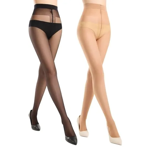 20D Sheer-to-Waist Pantyhose, 2 Pairs, Natural And Black