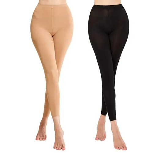 80D Footless Tights, Black / Tan