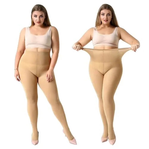 Plus-Size Control-Top Pantyhose, 2 Pairs VIII, Suntan