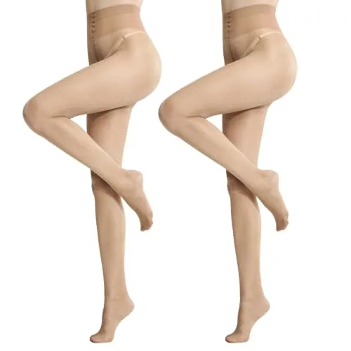 20D Control-Top Shimmer Tights, Brown