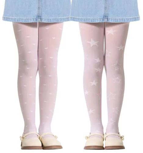 Girls' Fishnet Tights, Heart / Star