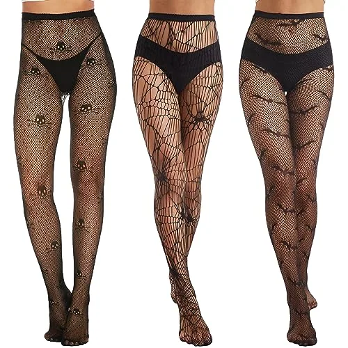 Fishnet Tights VI, Black Stockings-skull / Bat / Spiderweb