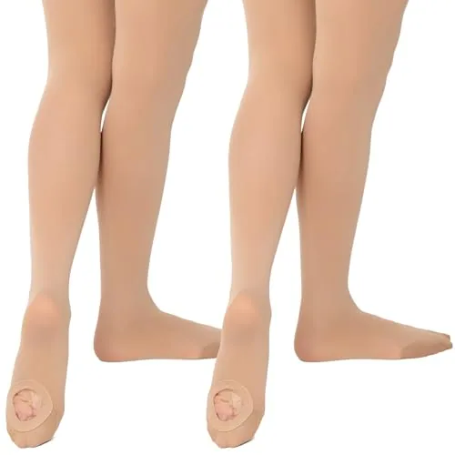 Convertible Girls' Dance Tights, Light Suntan