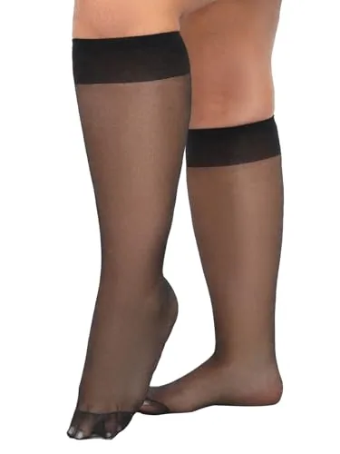 Plus-Size 15D Trouser Socks, 6 Pairs, Black