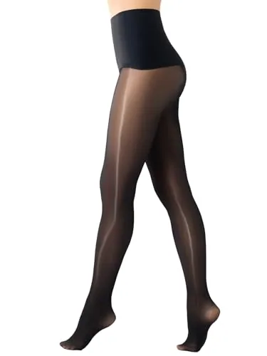 15D Control-Top Shimmer Tights, Black