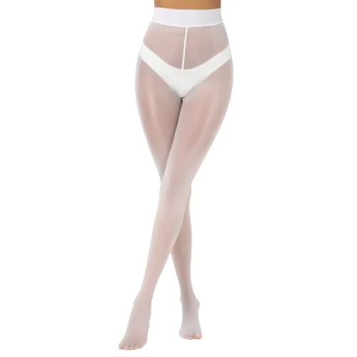 High-Waist Shimmer Tights, White