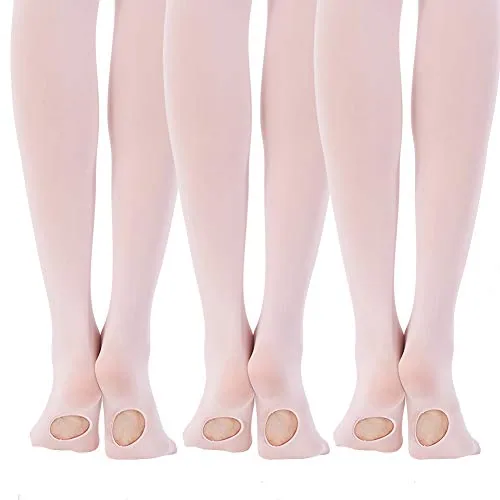 40D Convertible Girls' Dance Tights, 3 Pairs VI, Pink