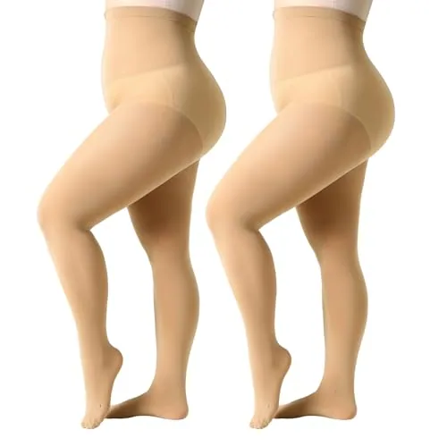 Plus-Size Sheer Pantyhose II, Tan