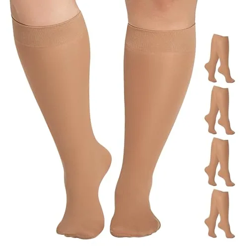 Plus-Size 40D Trouser Socks, Natural Nude