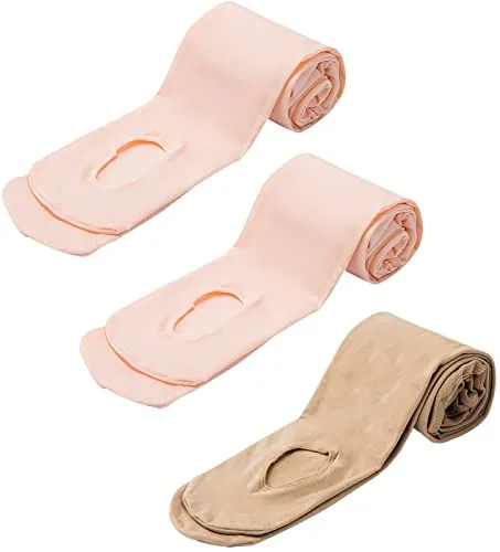 40D Convertible Girls' Dance Tights, 3 Pairs VIII, Ballet Pink + Nude