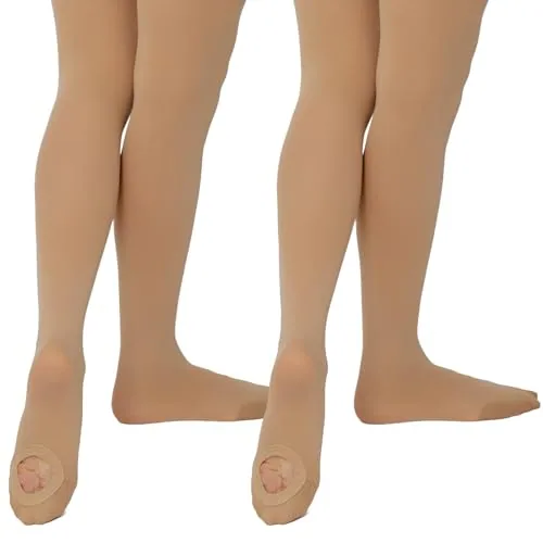 Convertible Girls' Dance Tights, Suntan