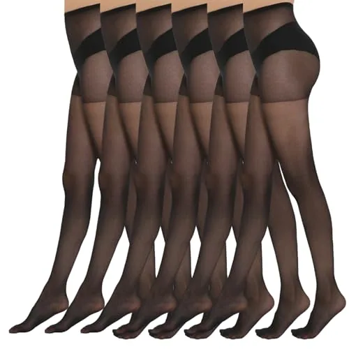 20D High-Waist Sheer Pantyhose, Black