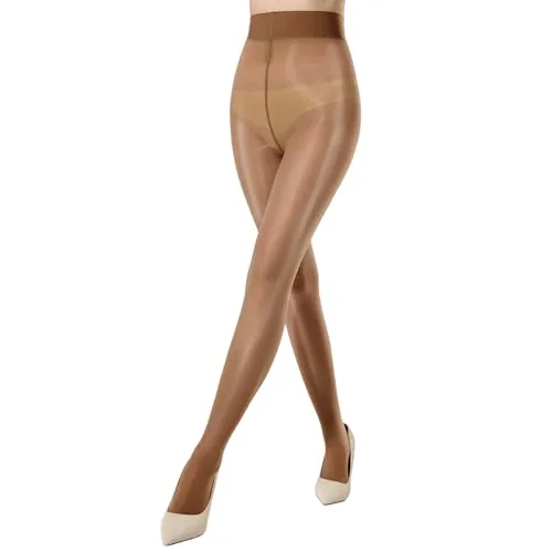 High-Waist Shimmer Tights, Brown