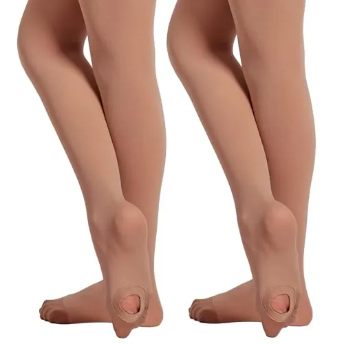 Convertible Girls' Dance Tights IV, Light Suntan