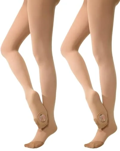 Convertible Dance Tights, 2 Pairs, Light Suntan
