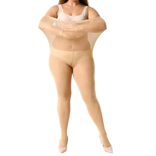 Plus-Size Control-Top Pantyhose, 2 Pairs IV, Natural Nude