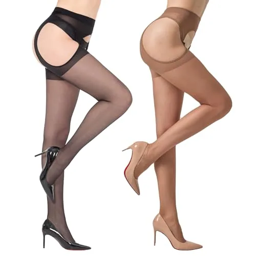 30D Thigh Highs, 1 Black + 1 Brown
