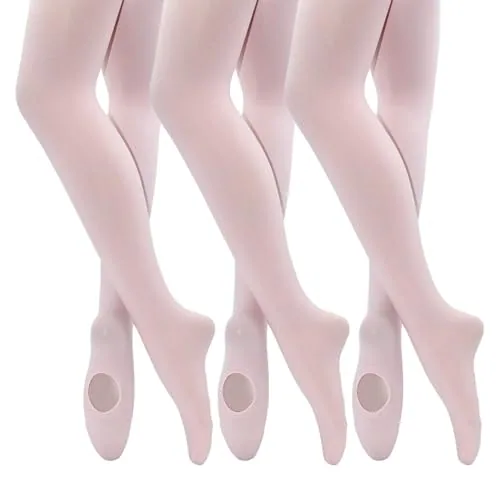 40D Convertible Dance Tights, 3 Pairs II, Pink