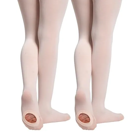 Convertible Girls' Dance Tights II, Ballet Pink