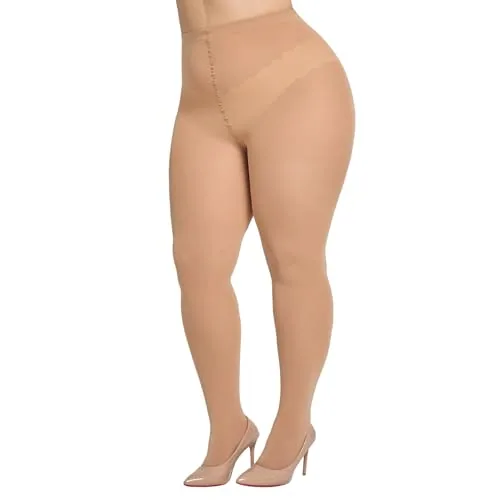 Plus-Size 70D Opaque Tights, Tan