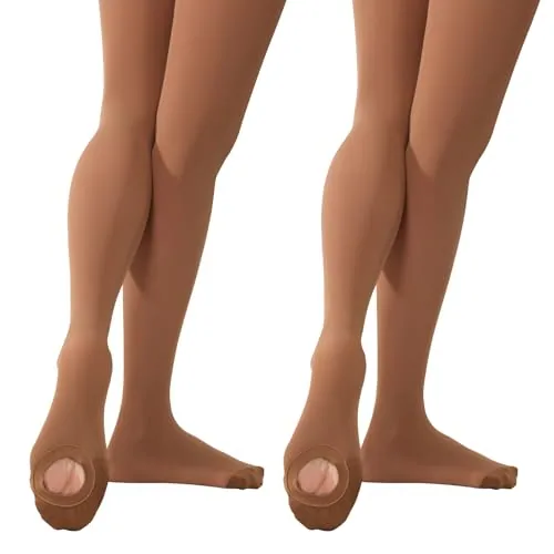 Convertible Girls' Dance Tights III, Coffee
