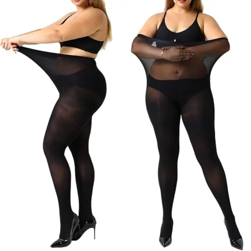 Plus-Size Control-Top Pantyhose, 2 Pairs VI, Black