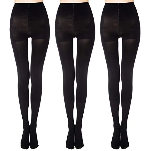 70D Control-Top Opaque Tights, 3 Pairs II, Black