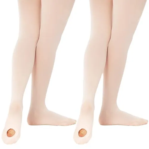 Convertible Girls' Dance Tights, Ballet Pink