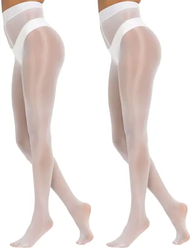 Shimmer Tights, 2 Pairs V, White