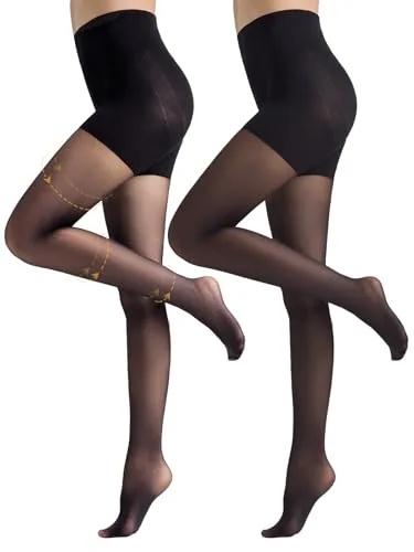 30D Control-Top Support Pantyhose, Black