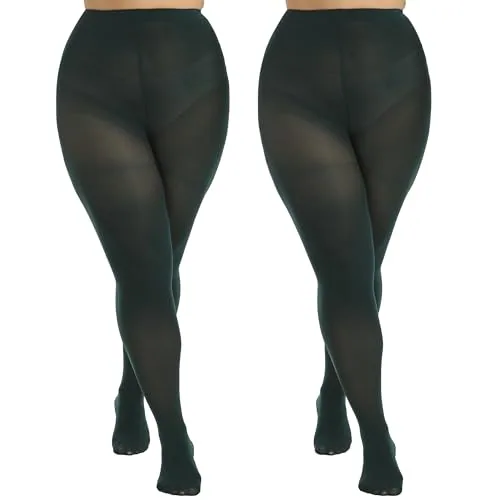 Plus-Size 70D Opaque Tights II, Blackish Green
