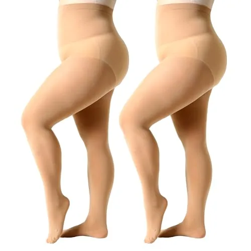 Plus-Size Sheer Pantyhose, Suntan